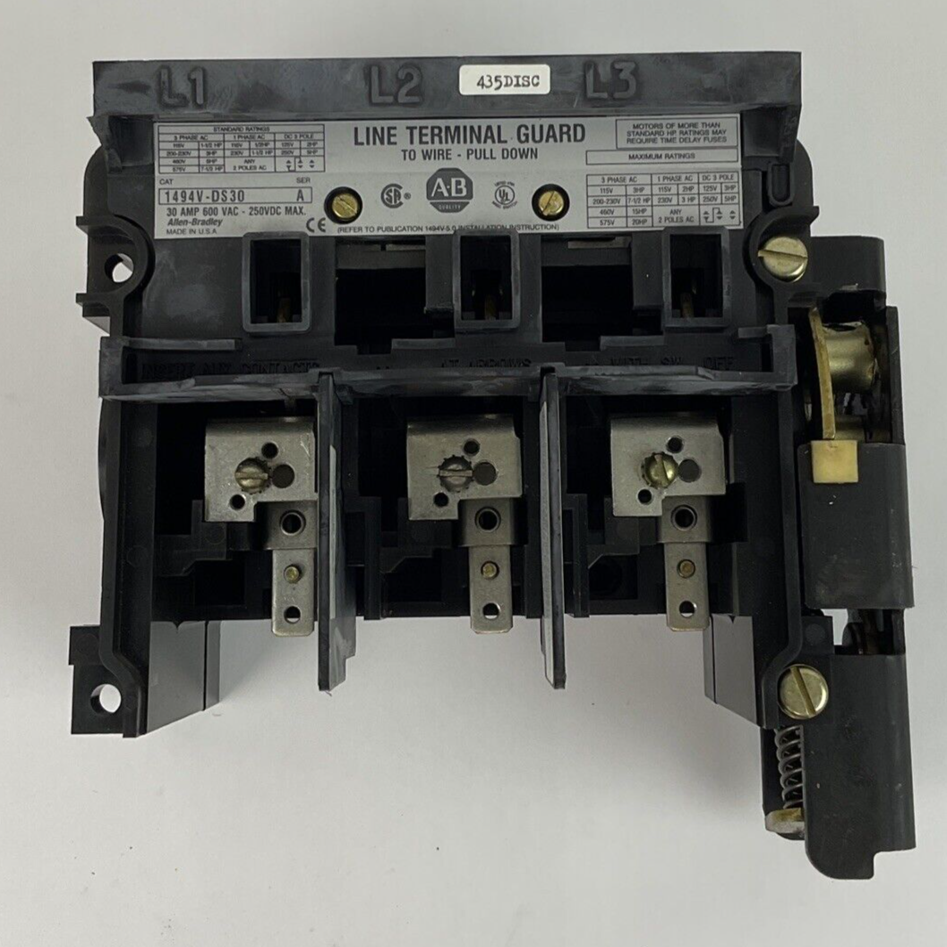 ALLEN-BRADLEY 1494V-DS30 LINE TERMINALGUARD  30A SER.A 600VAC 250VDC