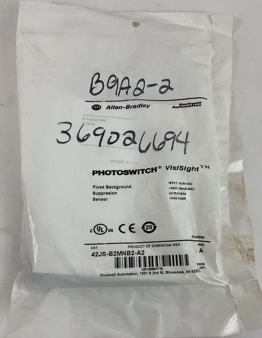 ALLEN BRADLEY 42JS-B2MNB2-A2 SUPPRESION SENSOR SER.A 10-30VDC