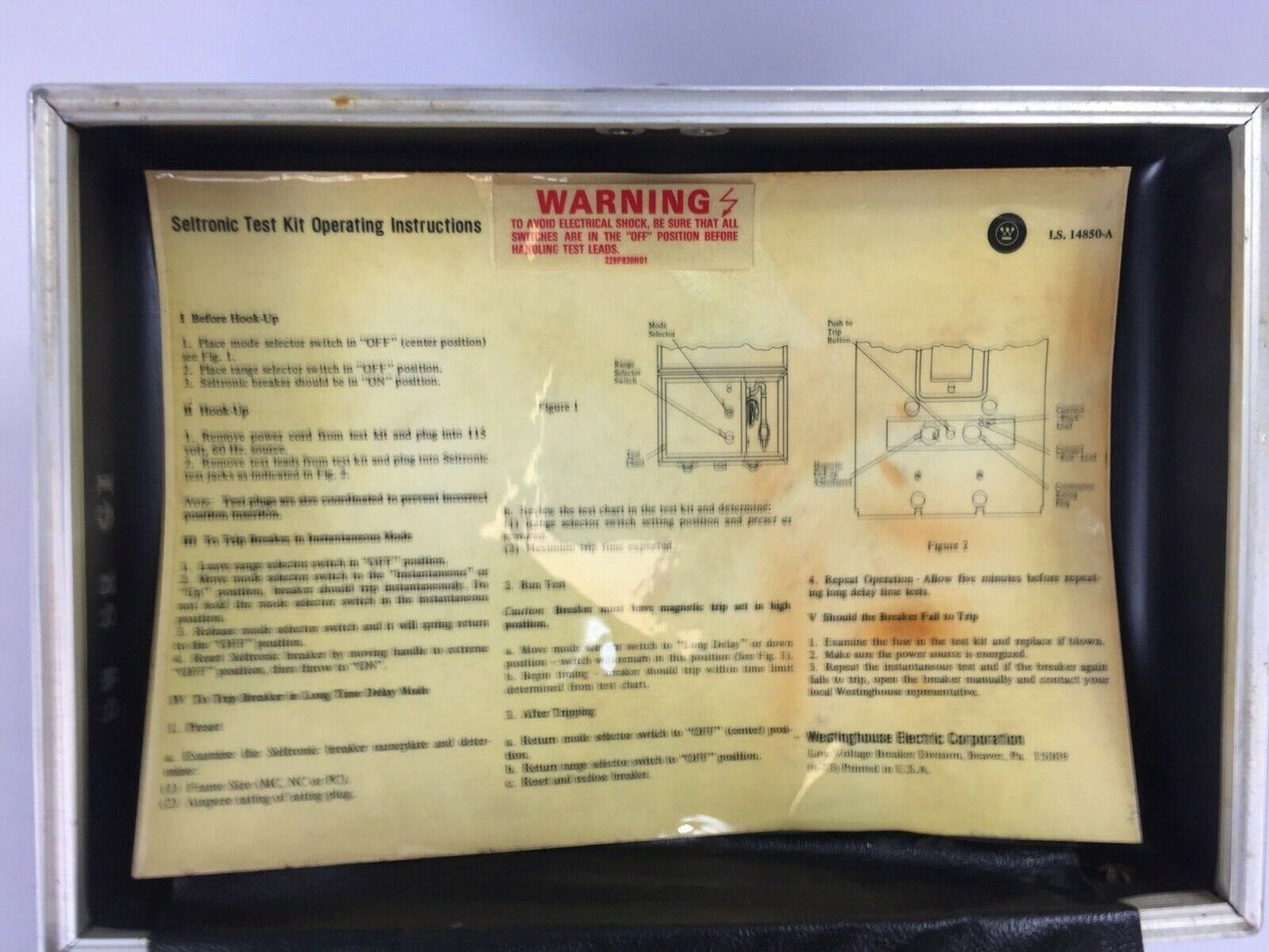 WESTINGHOUSE BREAKER CALIBRATION TEST UNIT