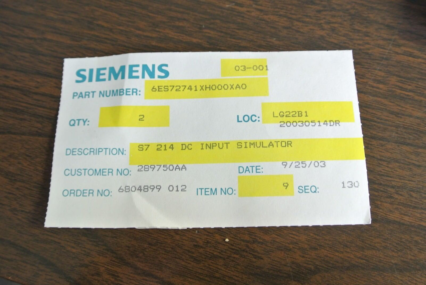 SIEMENS 6ES7 274-1XH00-0XA0 - 14x 24VDC INPUT SIMULATOR for CPU 214  NEW SURPLUS