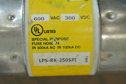 BUSSMANN LPS-RK-250SPI INDICATOR LOW-PEAK FUSE / 250A / 600VAC / NEW SURPLUS