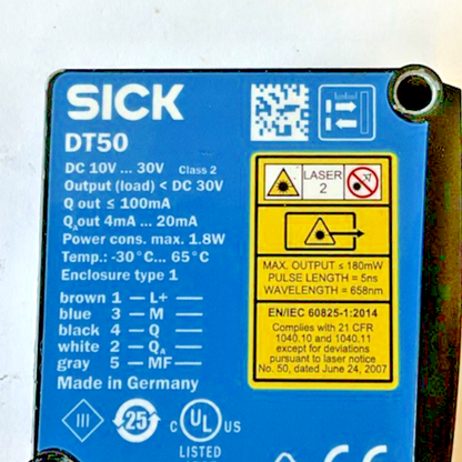 SICK DT50 DISTANCE SENSOR 30VDC 1.8W DT50-P1113