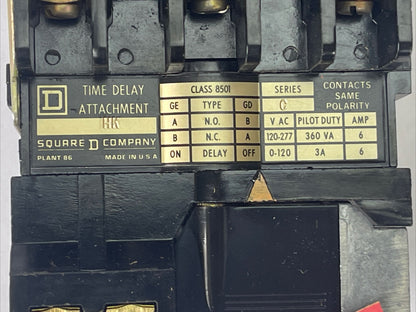 SQUARE D 8501 GD0-20-GD DC RELAY OPERATED TIMER 240VDC 132VA 5.5A COIL 115VDC