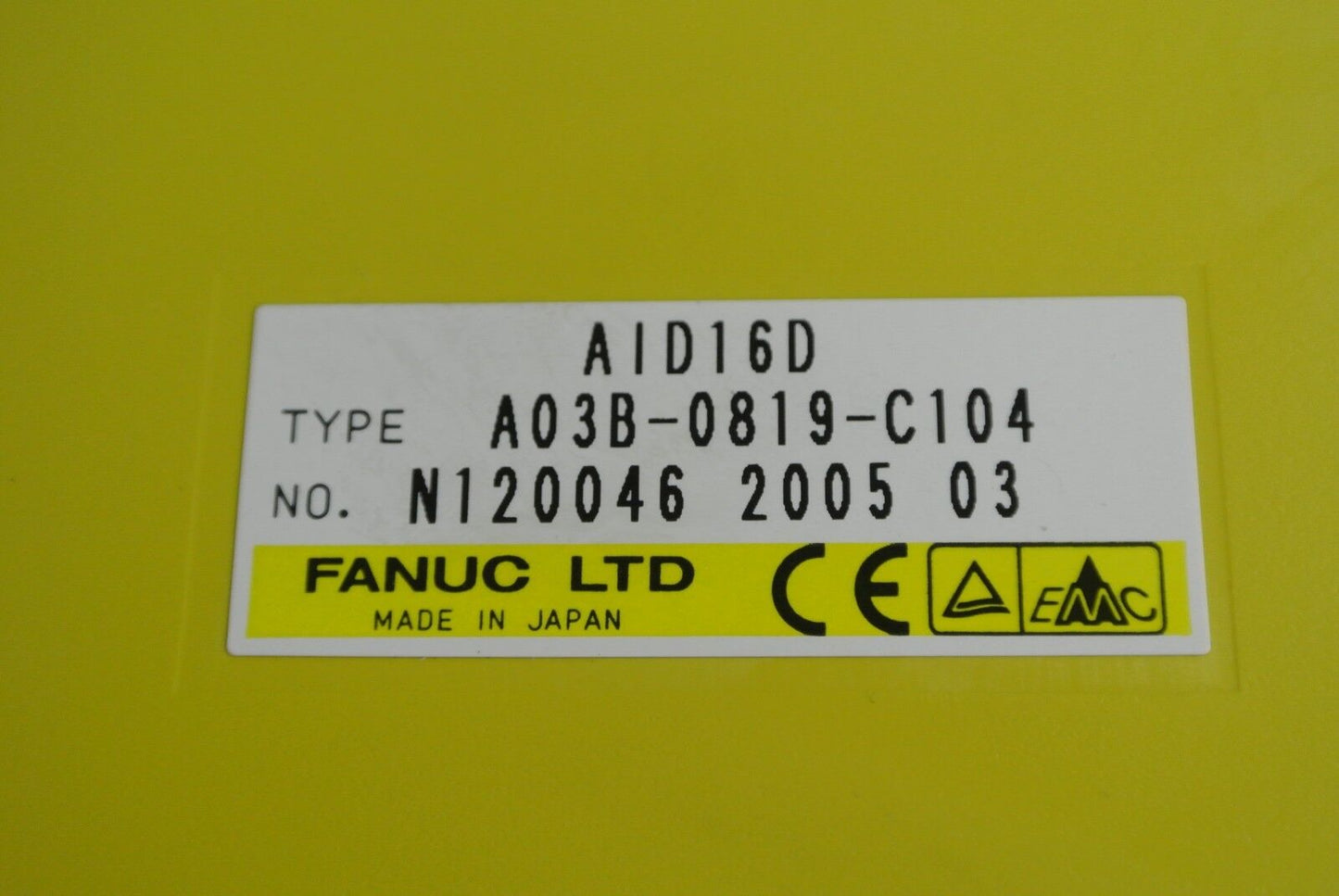 FANUC A03B-0819-C104 / AID16D - PLC INPUT MODULE - NO "DOOR"