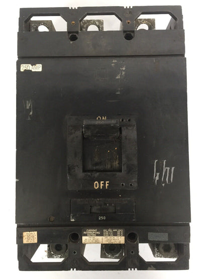 SQUARE D MAL36250 CIRCUIT BREAKER 250A 600VAC 250VDC 3 POLE MAGNETIC TRIP ADJ