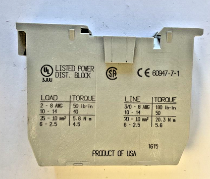 ALLEN BRADLEY 1492-PDE1142 POWER DITRIBUTION BLOCK SER.A 200A 600V