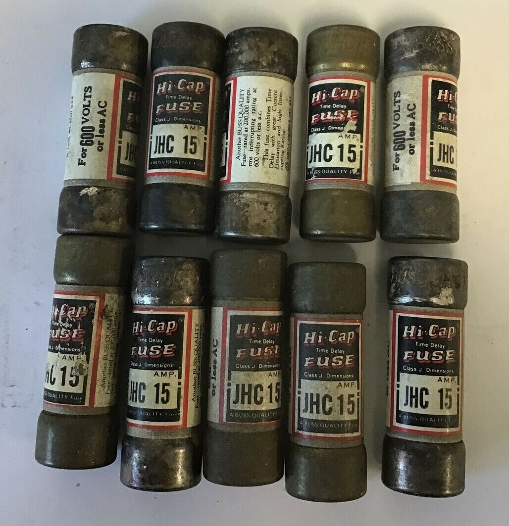 BUSS JHC 15 HI-CAP FUSE 600VAC TIME DELAY 15A CLASS J ****LOTOF10****