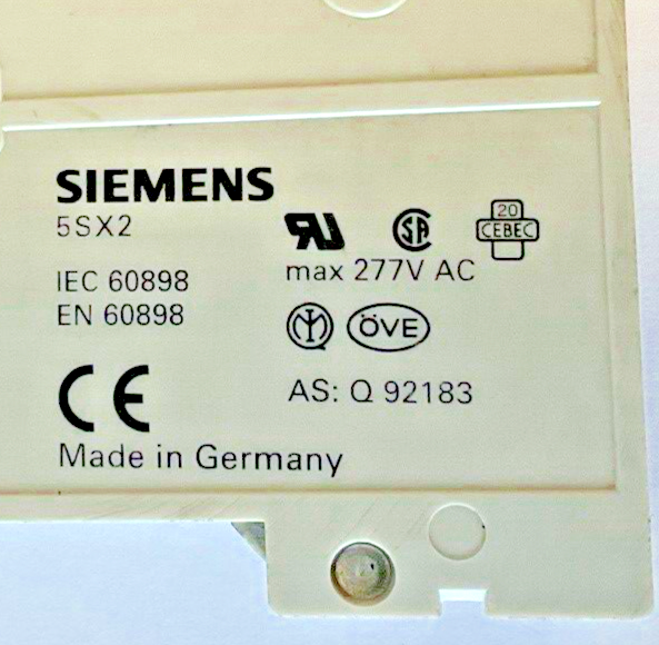 SIEMENS 5SX2 C2 & 5SX21 C4 CIRCUIT BREAKER W/ 5SX9100 HS 230/400V  ****LOTOF6***