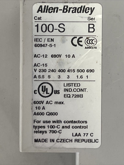 ALLEN BRADLEY 100-C85D*00 SER A CONTACTOR 600VAC 100A COIL 24VDC 60HP 100-F