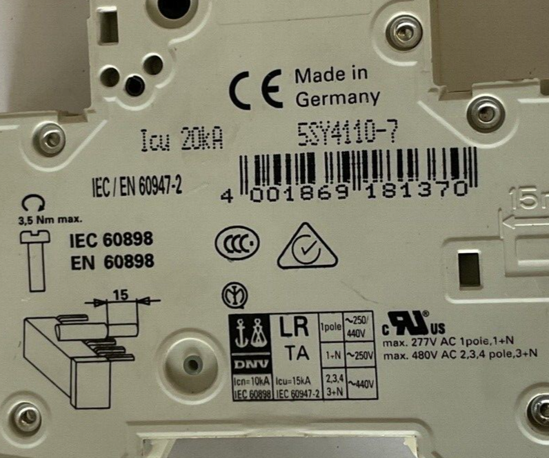 SIEMENS 5SY41 MCB C10 CIRCUIT BREAKER 230/400V W/5ST3010 CIRCUIT SWITCH *LOTOF2*