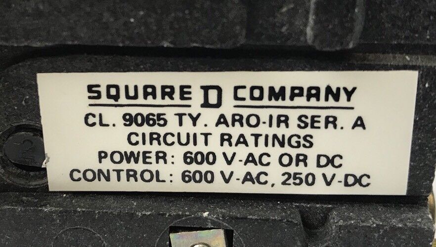 Square D 9065 ARO-1R Thermal Overload Relay 600 V Max AC 250 V Max DC 25 Amperes