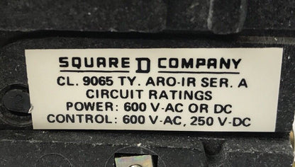 Square D 9065 ARO-1R Thermal Overload Relay 600 V Max AC 250 V Max DC 25 Amperes