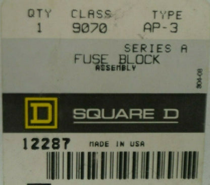 LOT of 2 / SQUARE D CLASS 9070 / AP-3 FUSE BLOCK / 250V / NEW SURPLUS