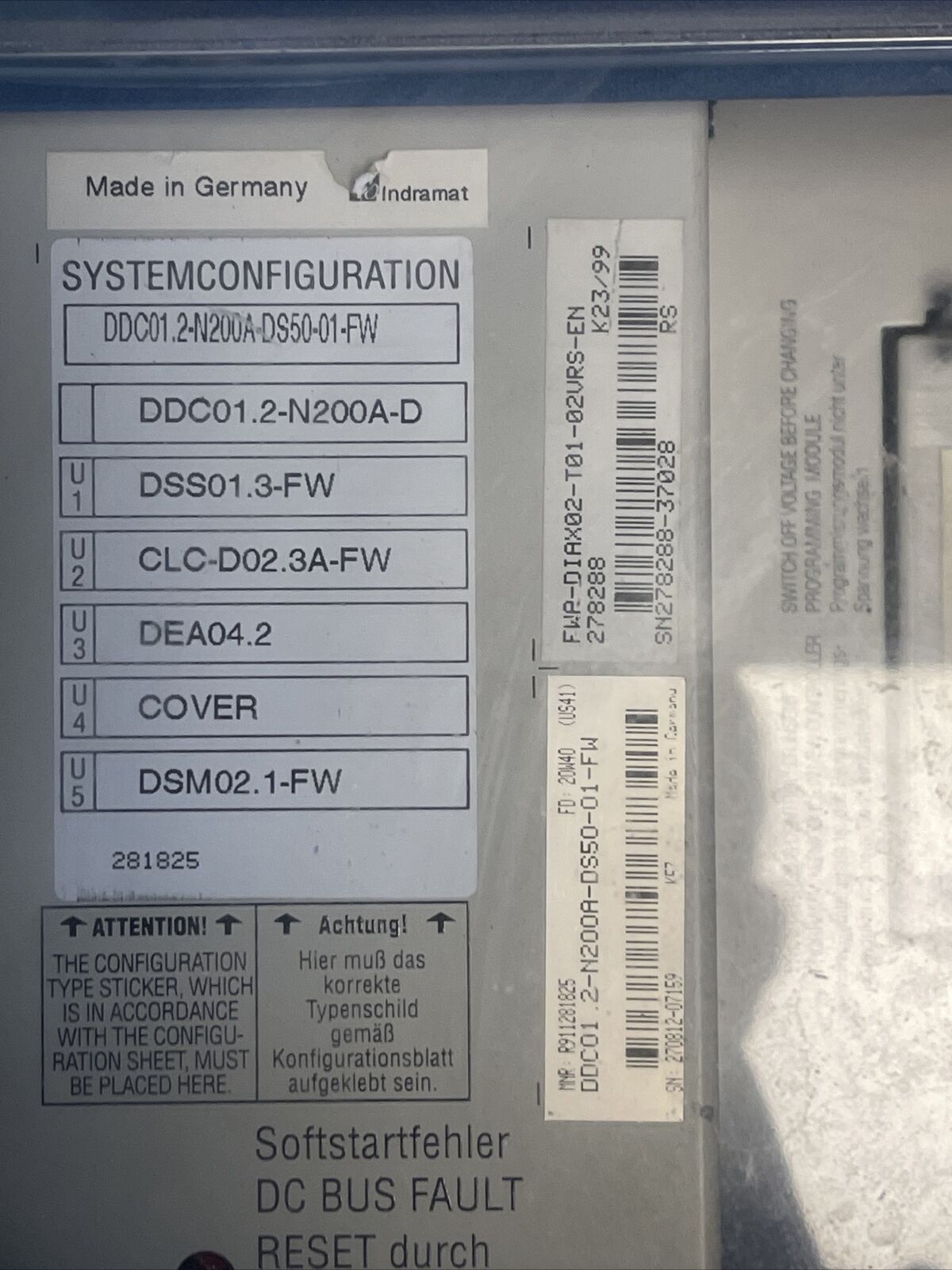 INDRAMAT DDC01.2-N200A-DS50-01-FW DIGITAL AC SERVO COMPACT CONTROLLER DDC