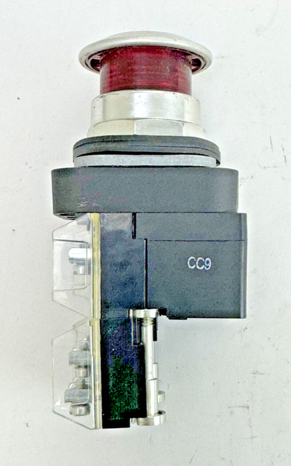 ALLEN-BRADLEY - 800T-FXTQH2RA5 SER. U - RED MUSHROOM PUSH/PULL BUTTON W/ BLOCK