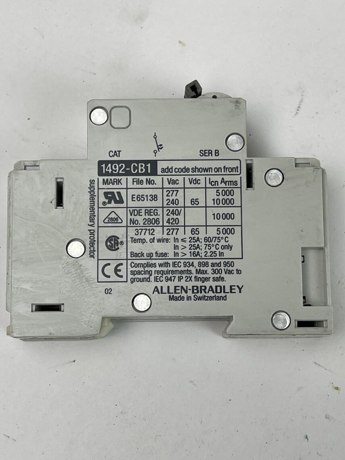 ALLEN BRADLEY - 1492-CB1 *LOT OF 5* -1A, 3A, 3A, 4A, 5A -G 010, G030, G040, G050