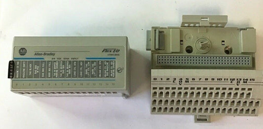 ALLEN BRADLEY FLEX I/O 1794-IB16 24 VDC SINK INPUT W/ 1794-TB3S TERMINAL BASE