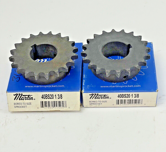 MARTIN - 40BS20 1 3/8 - *LOT OF 2* - SPROCKET - 40 PITCH, 3/8" BORE, 20 TEETH