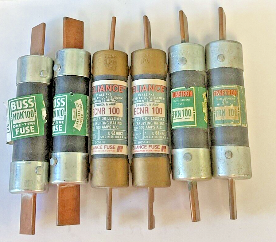 BUSSMANN/RELIANCE NON100, ECNR100, FRN100 FUSES 100A 250VAC ***LOTOF6***