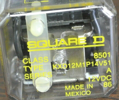 SQUARE D - KXD12M1P14V51 GENERAL PURPOSE RELAY DPDT 15A 12VDC COIL - NEW SURPLUS