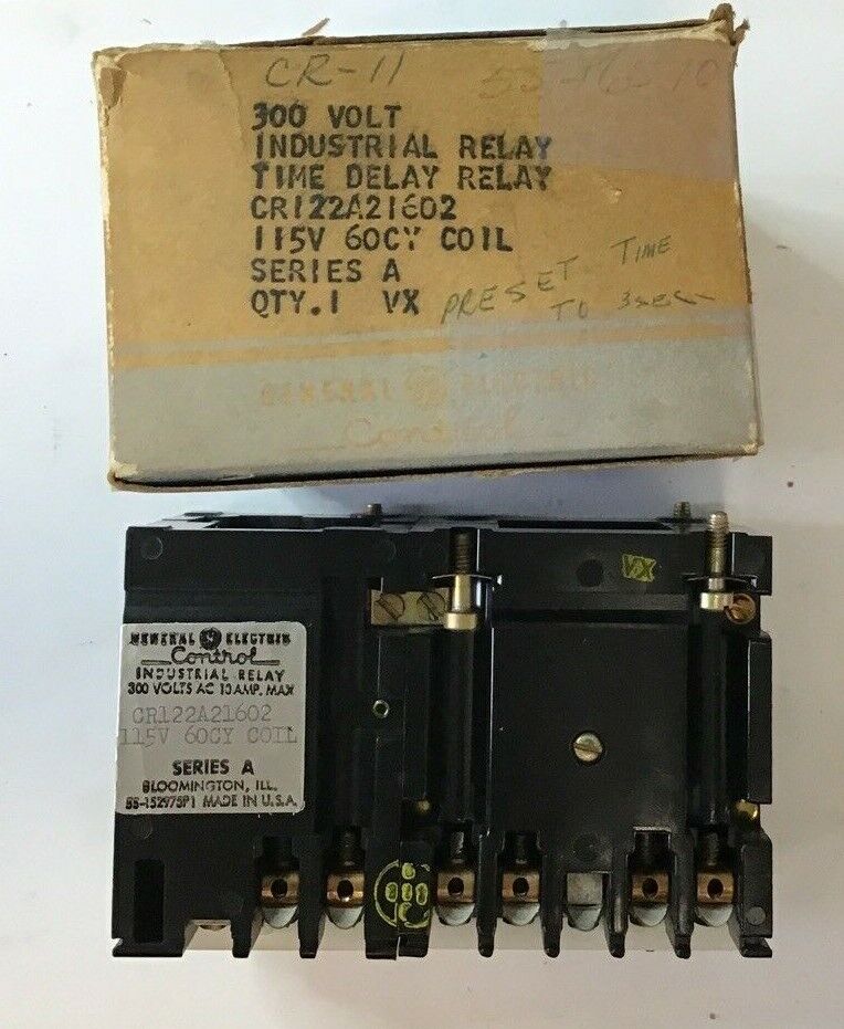 GENERAL ELECTRIC CR122A21602 TIME DELAY RELAY 300VOLT 115V 60CY COIL SER.A