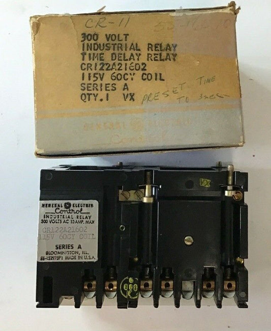 GENERAL ELECTRIC CR122A21602 TIME DELAY RELAY 300VOLT 115V 60CY COIL SER.A