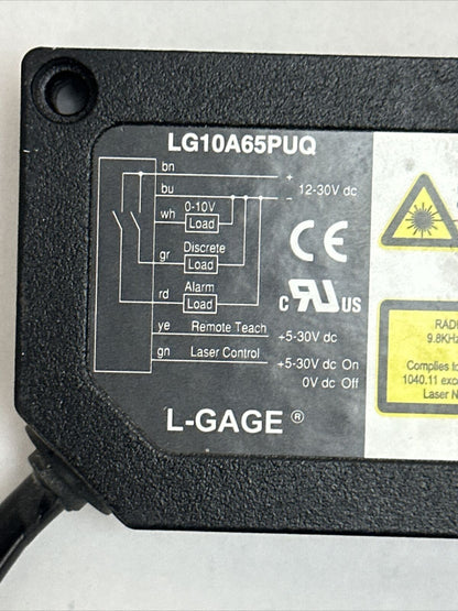 BANNER LG10A65PUQ LASER SENSOR 30VDC