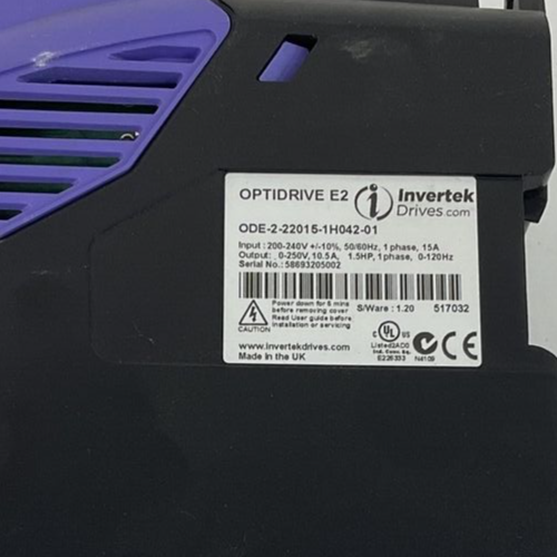 INVERTEK DRIVES ODE-2-22015-1H042-01 OPTIDRIVE E2 240VAC 1PH 15A 50/60HZ