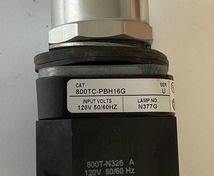 ALLEN BRADLEY 800TC-PBH16G PUSH BUTTON SER.U 120V 50/60HZ W/800TC-XA & 800T-N326