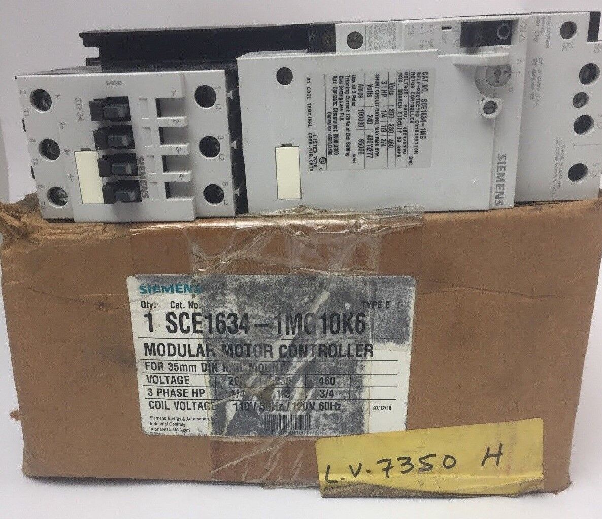 SIEMENS SCE1634-1MG10K6 MODULAR MOTOR CONTROLLER 240V 480Y/277V COIL 120V 60HZ