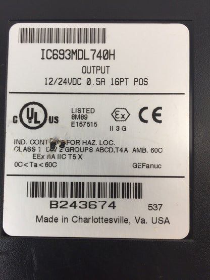 GE FANUC IC693MDL740H OUTPUT MODULE 12/24VDC 0.5A 16PT POS