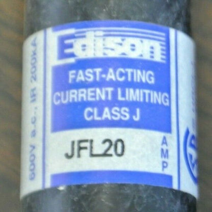 LOT of 8 / EDISON JFL20 CLASS J FAST-ACTING FUSE / 20A / 600V / NEW SURPLUS