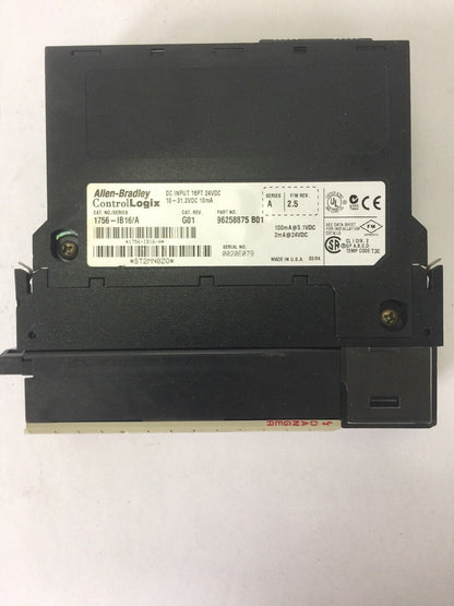 ALLEN BRADLEY 1756-IB16 DC INPUT 16PT 24VDC 10-31.2VDC 10mA SER A F/W REV. 2.5
