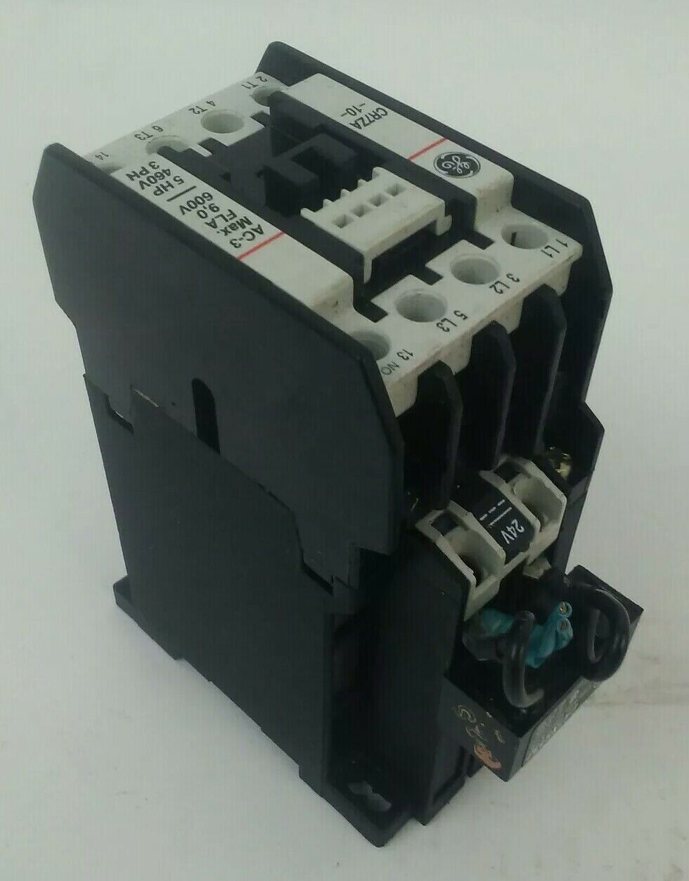 GENERAL ELECTRIC CR7ZA CONTACTOR 600V 25A 3PH 7.5HP 24VDC COIL W/ CR7XS13J