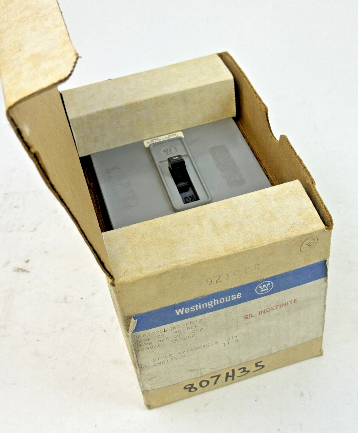 WESTINGHOUSE - HFB2025 LCKT - THERMAL MAG CIRCUIT BREAKER - 2 POLE/ 25A/ 600 VAC