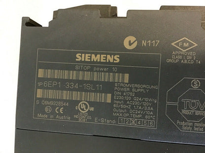 SIEMENS 1P6EP1-334-1SL11 SITOP POWER 10 POWER SUPPLY 230/120VAC 24VDC/10A