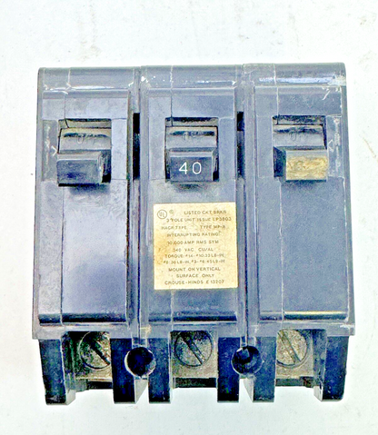 CROUSE-HINDS - MP-A340 - CIRCUIT BREAKER - 40A, 3 POLE, 240 VAC, MP-A-340