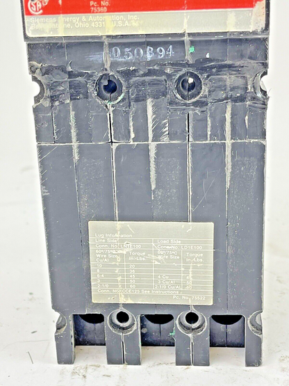 ITE - SIEMENS - CED63B090 - CIRCUIT BREAKER - 90 A, 600 VAC, 3 POLE, TYPE CED6