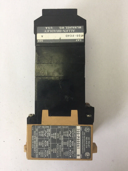 ALLEN BRADLEY 700-P800A1 AC RELAY SER B 600VAC COIL 115-120V 60HZ 700-PC40 SER A