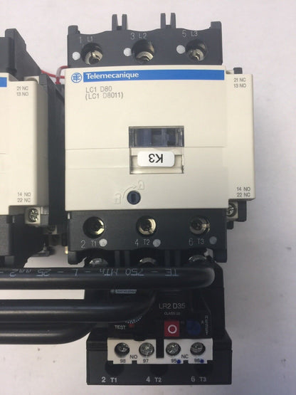 TELEMECANIQUE LC1 D80 REVERSING CONTACTOR LR2 D35 OVERLOAD LR2 D3559 LX1 D6 G7