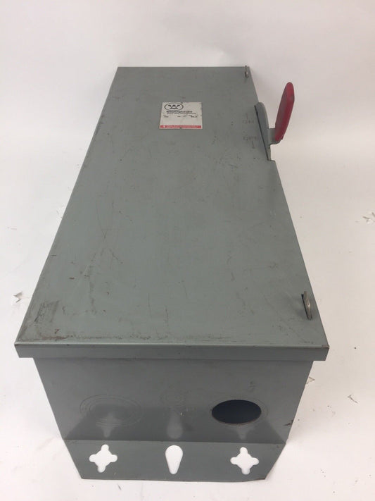 WESTINGHOUSE HUN363 HEAVY DUTY SAFETY SWITCH 100AMP 600VAC 75HP TYPE 1 ENCLOSURE