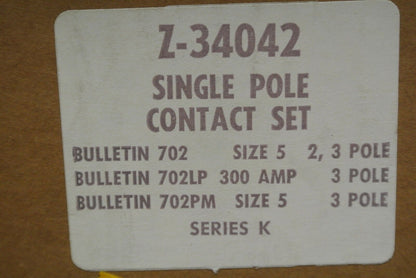 ALLEN-BRADLEY Z-34042 SINGLE POLE CONTACT SET / SIZE 5 / LACKS 3 SMALL Pcs / NEW