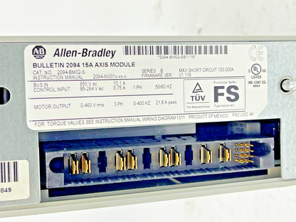 ALLEN BRADLEY - 2094-BM02-S SER. B - KINETIX 6000 AXIS MODULE FIRMWARE VER 1.118