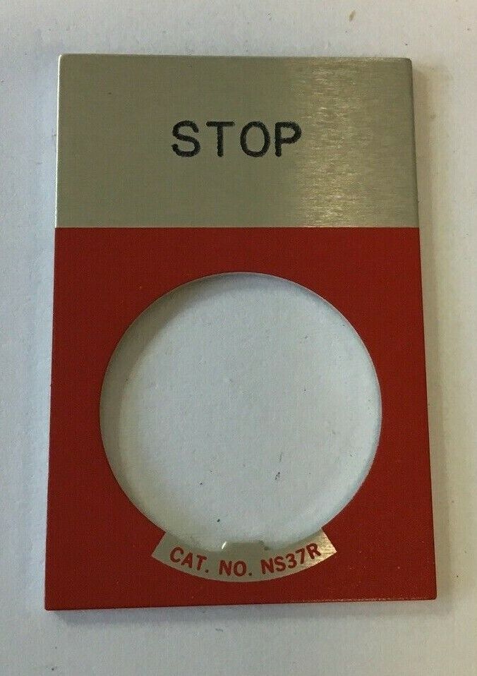 CUTLER HAMMER E22NS34 LEGEND PLATE "STOP" ***LOTOF8***