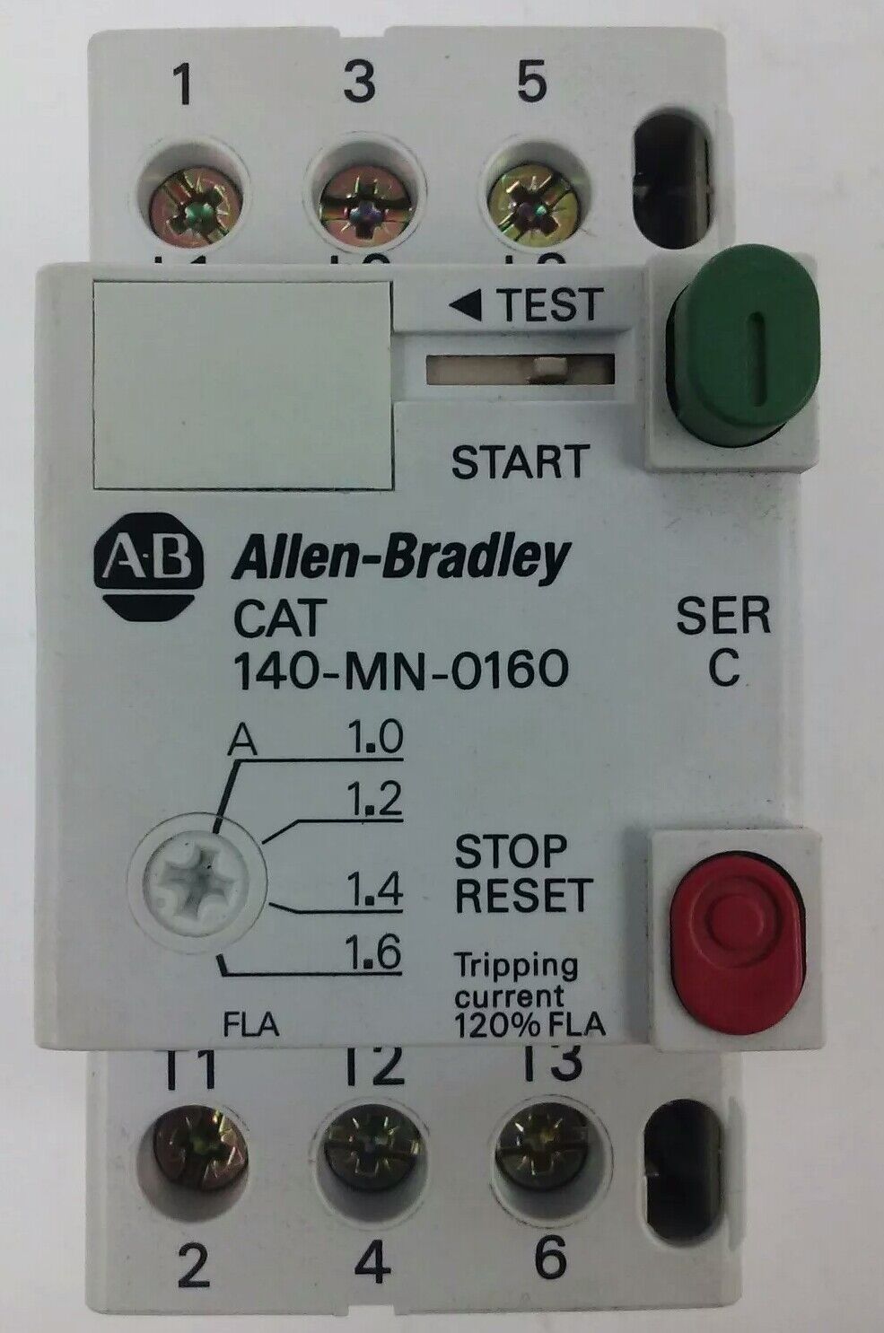 ALLEN BRADLEY 140-MN-0160, MANUEL MOTOR STARTER/ CIRCUIT BREAKER, 3PH, 600V,2.5A