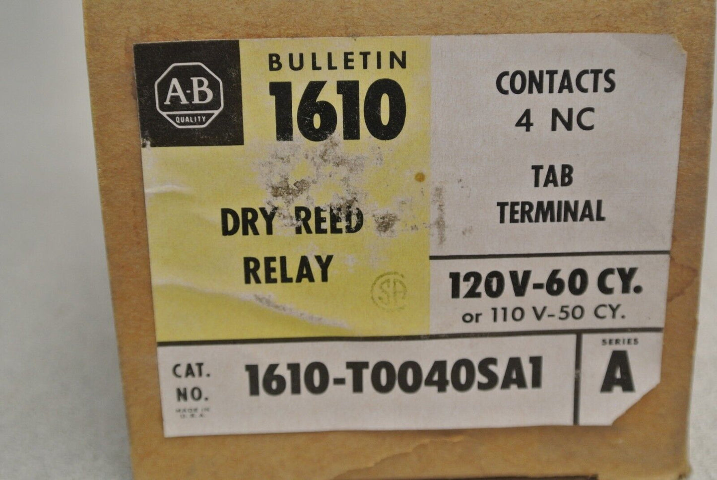 ALLEN-BRADLEY 1610-T0040SA1 DRY REED RELAY / 4 N.C. / 120V, 60Hz - NEW SURPLUS