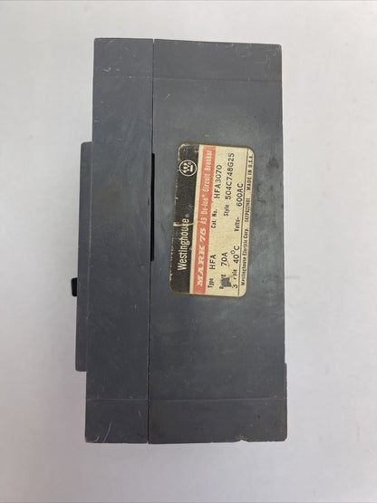 WESTINGHOUSE HFA3070 AB DE-ION CIRCUIT BREAKER 70AMP 600VAC 3POLE 504C748G25