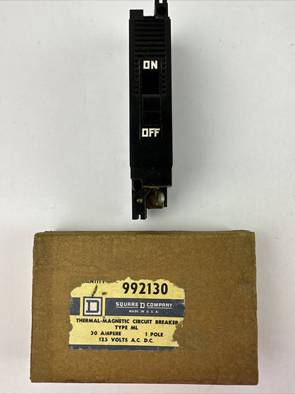 SQUARE D 992130 THERMAL MAGNETIC CIRCUIT BREAKER 125V 30AMP 1POLE TYPE ML