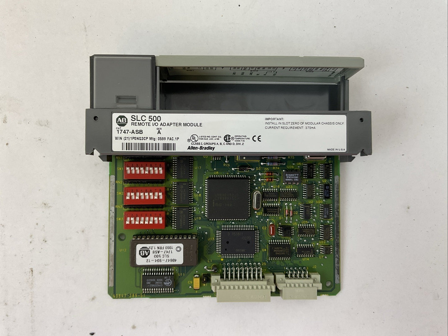 ALLEN BRADLEY 1747-ASB SER A SLC 500 REMOTE I/O ADAPTER MODULE