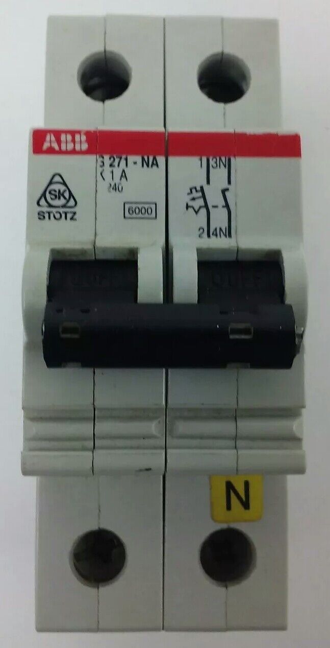 ABB, S271-NA, K1A, CIRCUIT BREAKER, 2P, 240, 1AMP, NEW SURPLUS, S271